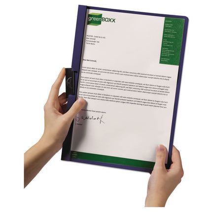DuraClip Report Cover, Clip Fastener, 8.5 x 11, Holds 30 Sheets, Clear/Black, 25/Box