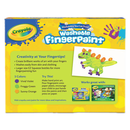 Washable Fingerpaint Pack, 3 Assorted Bright Colors, 8 oz Tube, 3/Box