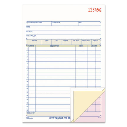 Multipart Sales Order Pad, 18 Lines, Two-Part Carbonless, 5.56 x 7.94, 50 Forms Total