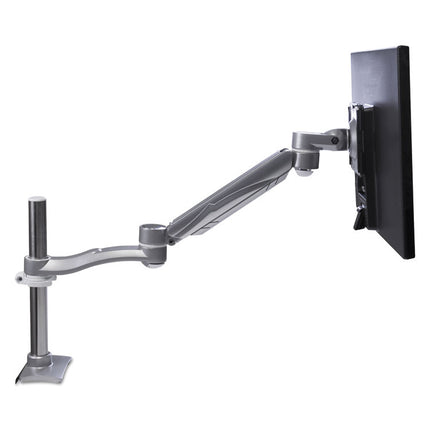 Desk-Mounted Flat Panel Monitor Arm, For 22" Monitors, 360 Deg Rotation, 180 Deg Tilt, 360 Deg Pan, Silver, Supports 40 Lb