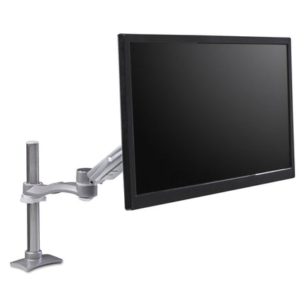Desk-Mounted Flat Panel Monitor Arm, For 22" Monitors, 360 Deg Rotation, 180 Deg Tilt, 360 Deg Pan, Silver, Supports 40 Lb