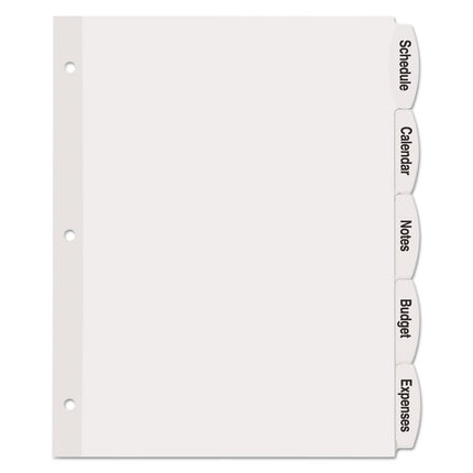 Big Tab Printable White Label Tab Dividers, 5-Tab, 11 x 8.5, White, 20 Sets