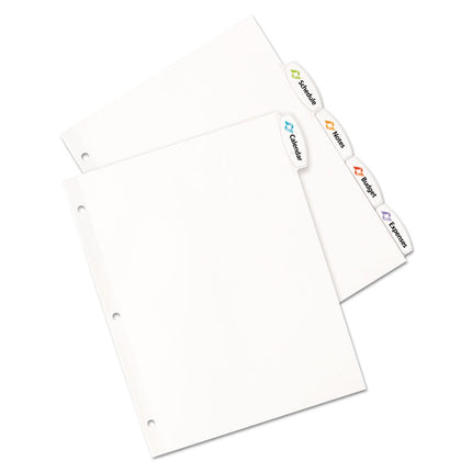 Big Tab Printable White Label Tab Dividers, 5-Tab, 11 x 8.5, White, 20 Sets