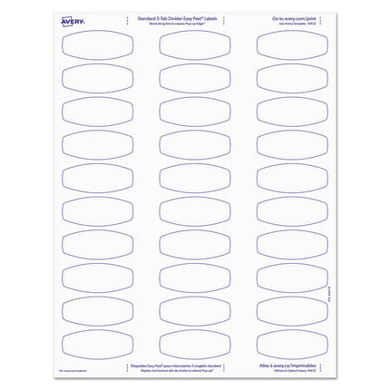 Big Tab Printable White Label Tab Dividers, 5-Tab, 11 x 8.5, White, 20 Sets