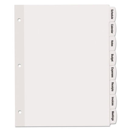 Big Tab Printable White Label Tab Dividers, 8-Tab, 11 x 8.5, White, 20 Sets