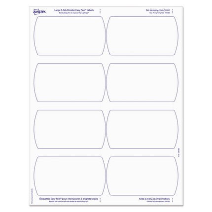 Big Tab Printable Large White Label Tab Dividers, 5-Tab, 11 x 8.5, White, 20 Sets