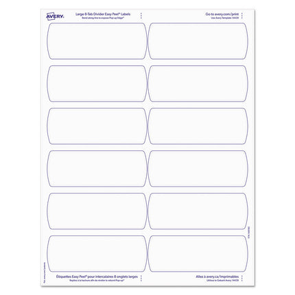 Big Tab Printable Large White Label Tab Dividers, 8-Tab, 11 x 8.5, White, 20 Sets