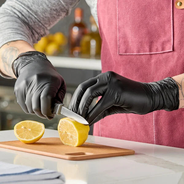 Powder-Free Disposable Black Hybrid 3.5 Mil Thick Gloves - Large - 1,000/Case