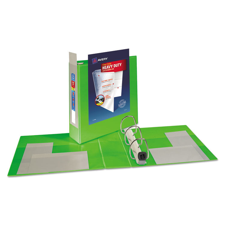 Heavy-Duty View Binder With Durahinge And Locking One Touch Ezd Rings, 3 Rings, 3" Capacity, 11 X 8.5, Chartreuse