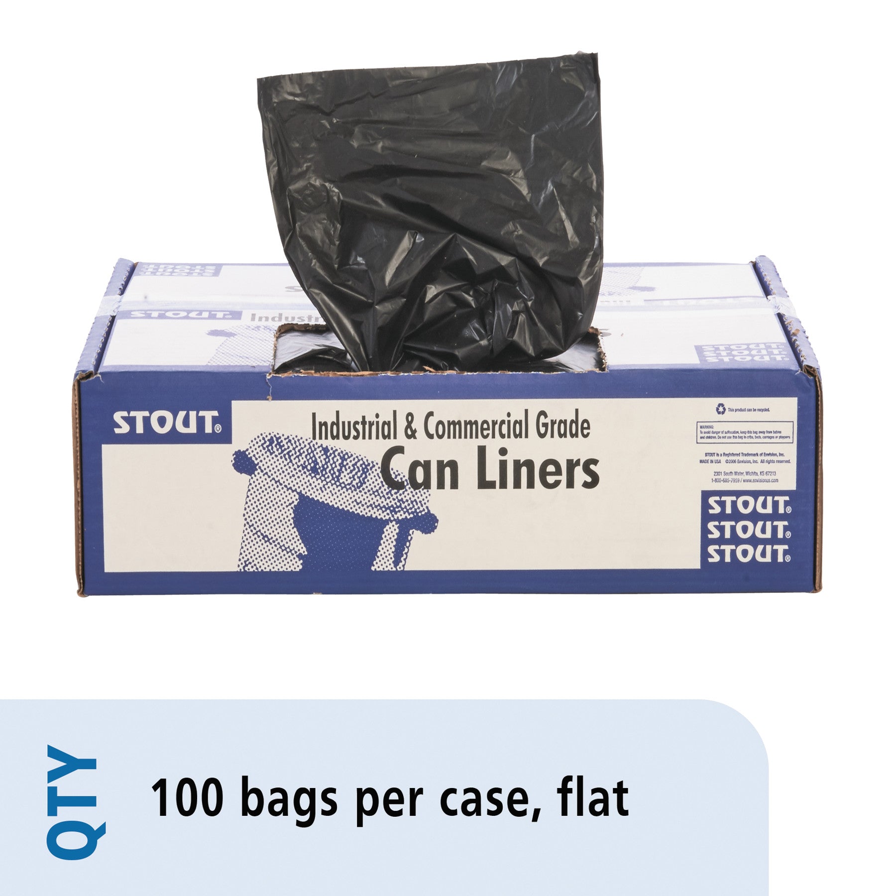 Total Recycled Content Plastic Trash Bags, 60 gal, 1.5 mil, 36" x 58", Black/Brown, 100/Carton