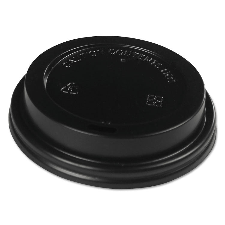 Hot Cup Lids, Fits 10 oz to 20 oz Hot Cups, Plastic, Black, 1,000/Carton
