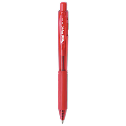 WOW! Ballpoint Pen, Retractable, Medium 1 mm, Red Ink, Translucent Red/Red Barrel, Dozen