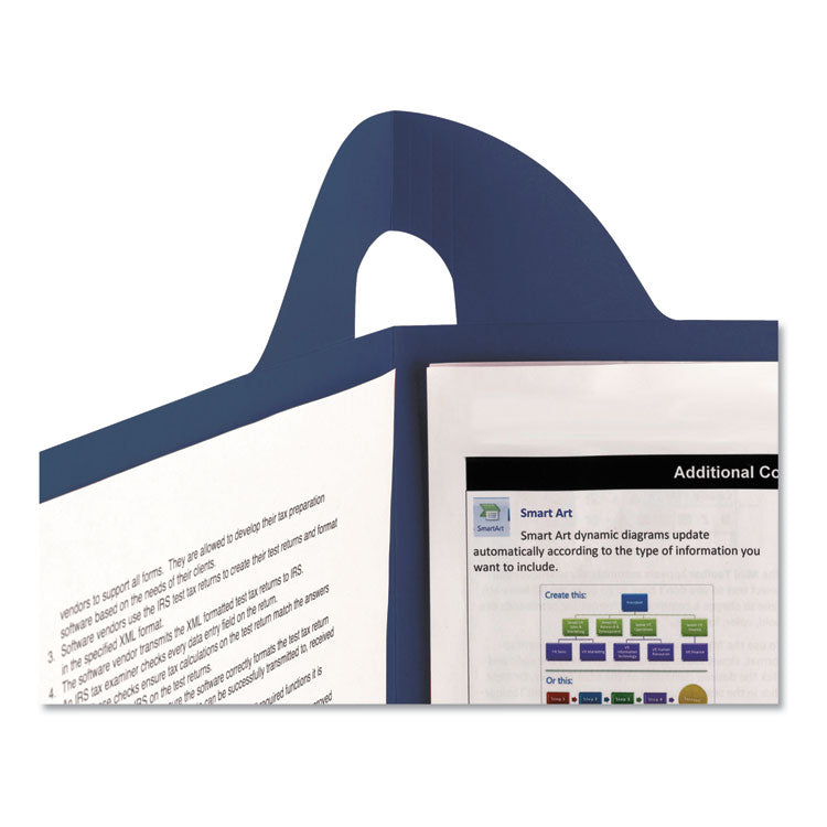 Lockit Two-Pocket Folder, Textured Paper, 100-Sheet Capacity, 11 X 8.5, Dark Blue, 25/box