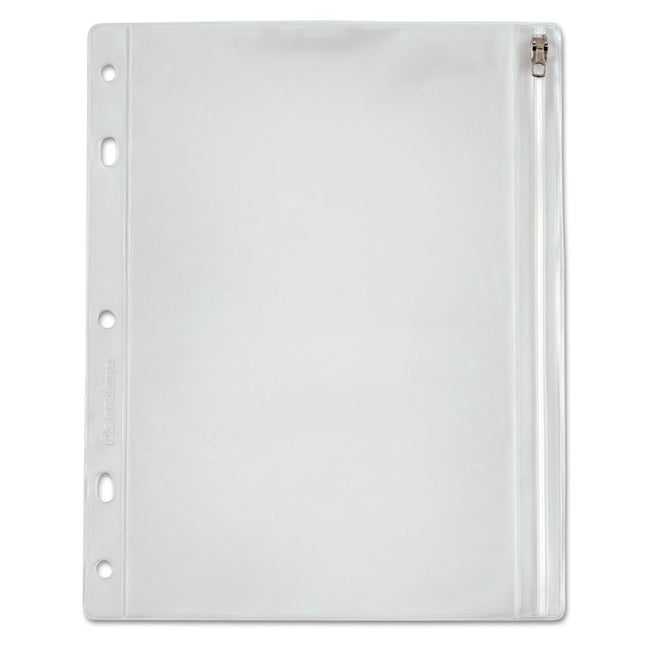 Zipper Binder Pocket, 2- to 5-Hole Punched, 8" x 10.5", Clear