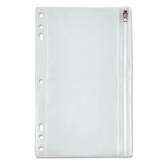 Zipper Binder Pocket, 2- to 5-Hole Punched, 6" x 9.5", Clear