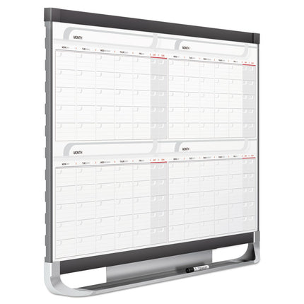 Prestige 2 Magnetic Total Erase Four-Month Calendar, 36" x 24", White Surface, Graphite Gray Fiberboard/Plastic Frame