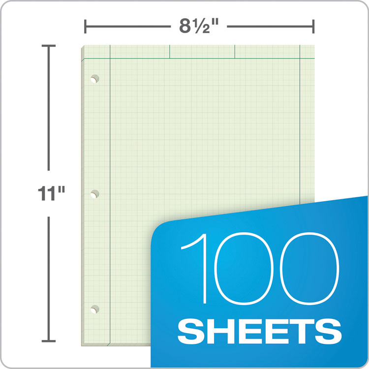 Engineering Computation Pads, Cross-Section Quad Rule (5 Sq/in, 1 Sq/in), Black/green Cover, 100 Green-Tint 8.5 X 11 Sheets