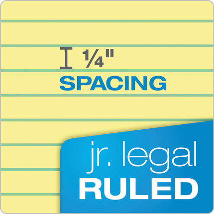 Docket Ruled Perforated Pads, Narrow Rule, 50 Canary-Yellow 5 X 8 Sheets, 12/pack