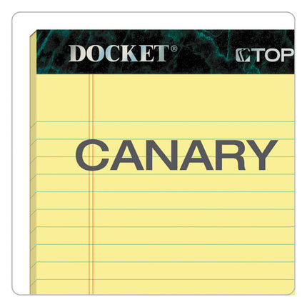 Docket Ruled Perforated Pads, Narrow Rule, 50 Canary-Yellow 5 X 8 Sheets, 12/pack