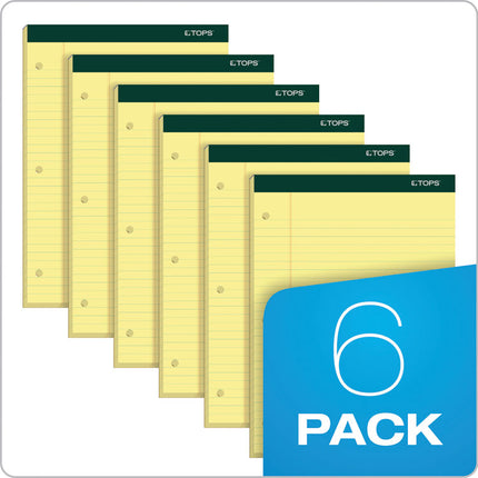 Double Docket Ruled Pads, Wide/legal Rule, 100 Canary-Yellow 8.5 X 11.75 Sheets, 6/pack