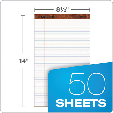 "The Legal Pad" Ruled Perforated Pads, Wide/legal Rule, 50 White 8.5 X 14 Sheets, Dozen
