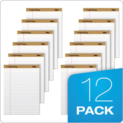 "The Legal Pad" Plus Ruled Perforated Pads With 40 Pt. Back, Wide/legal Rule, 50 White 8.5 X 11.75 Sheets, Dozen