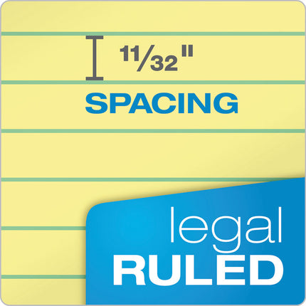 The Legal Pad Plus Ruled Perforated Pads, 40 pt. Back, Wide/Legal Rule, 50 Canary-Yellow 8.5 x 14 Sheets, Dozen