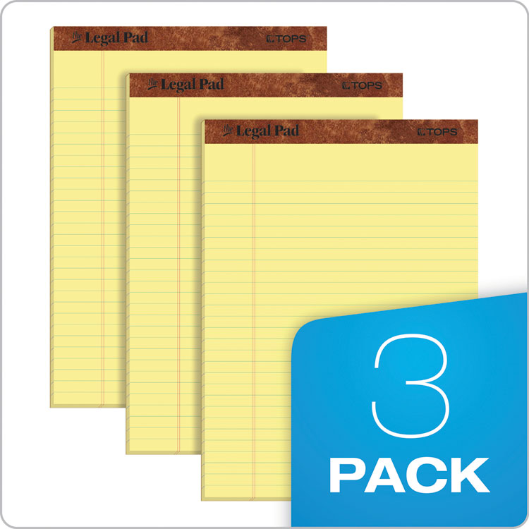 "The Legal Pad" Ruled Perforated Pads, Wide/legal Rule, 50 Canary-Yellow 8.5 X 11 Sheets, 3/pack