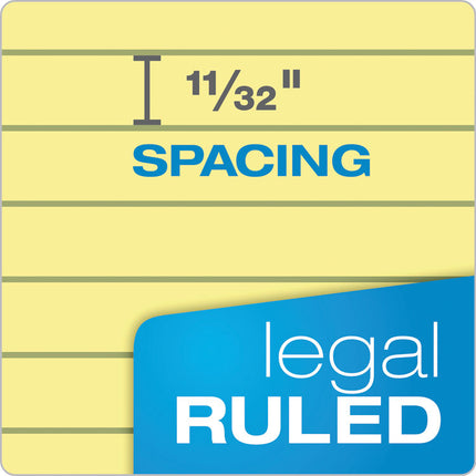 "The Legal Pad" Ruled Perforated Pads, Wide/legal Rule, 50 Canary-Yellow 8.5 X 11.75 Sheets, Dozen