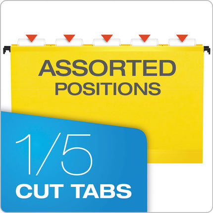 SureHook Hanging Folders, Legal Size, 1/5-Cut Tabs, Yellow, 20/Box