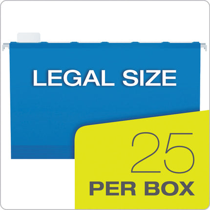 SureHook Reinforced Extra-Capacity Hanging Box File, 1 Section, 3" Capacity, Legal Size, 1/5-Cut Tabs, Blue, 25/Box