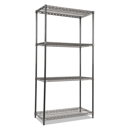 Wire Shelving Starter Kit, Four-Shelf, 36w X 18d X 72h, Black Anthracite