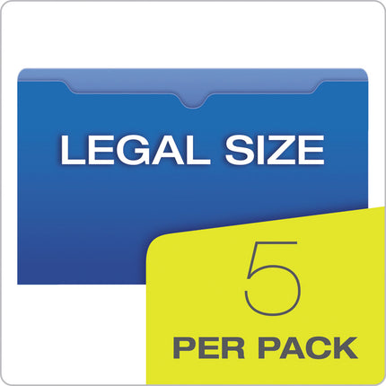 Poly File Jackets, Straight Tab, Legal Size, Assorted Colors, 5/pack