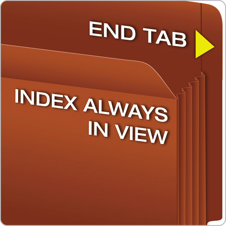 Heavy-Duty End Tab File Pockets, 5.25" Expansion, Letter Size, Red Fiber, 10/box