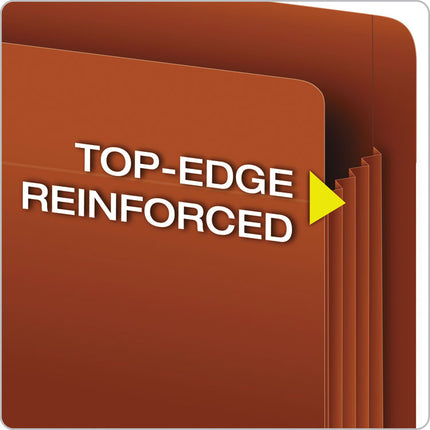 Heavy-Duty End Tab File Pockets, 5.25" Expansion, Letter Size, Red Fiber, 10/box