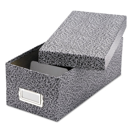 Reinforced Board Card File, Lift-Off Cover, Holds 1,200 3 X 5 Cards, 5.13 X 11 X 3.63, Black/white