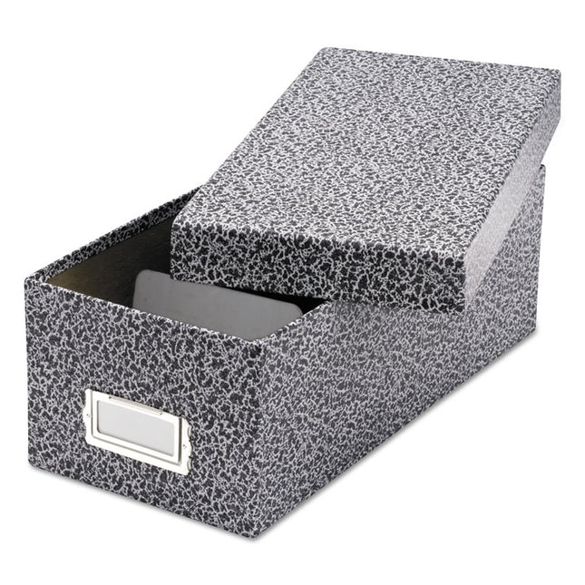 Reinforced Board Card File, Lift-Off Cover, Holds 1,200 3 X 5 Cards, 5.13 X 11 X 3.63, Black/white
