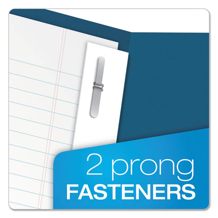 Twin-Pocket Folders With 3 Fasteners, 0.5" Capacity, 11 X 8.5, Blue, 25/box