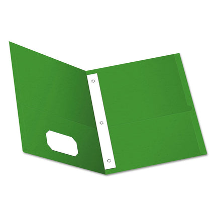 Twin-Pocket Folders With 3 Fasteners, 0.5" Capacity, 11 X 8.5, Green, 25/box