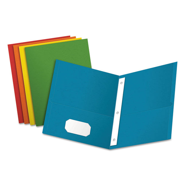 Twin-Pocket Folders With 3 Fasteners, 0.5" Capacity, 11 X 8.5, Assorted, 25/box