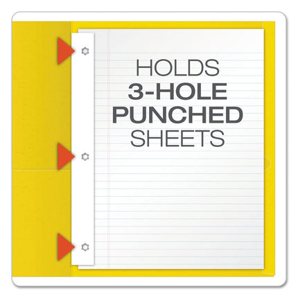 Twin-Pocket Folders With 3 Fasteners, 0.5" Capacity, 11 X 8.5, Yellow, 25/box