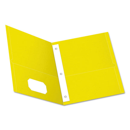 Twin-Pocket Folders With 3 Fasteners, 0.5" Capacity, 11 X 8.5, Yellow, 25/box
