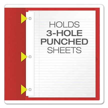 Twin-Pocket Folders With 3 Fasteners, 0.5" Capacity, 11 X 8.5, Red, 25/box