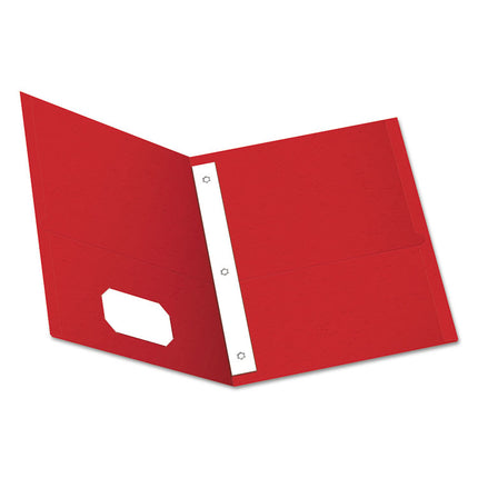 Twin-Pocket Folders With 3 Fasteners, 0.5" Capacity, 11 X 8.5, Red, 25/box