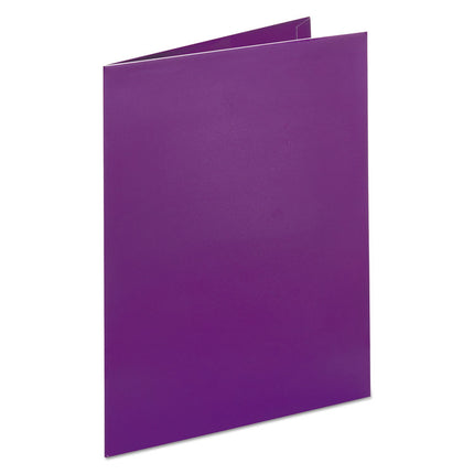 Two-Pocket Laminated Folder, 100-Sheet Capacity, 11 X 8.5, Metallic Purple, 25/box