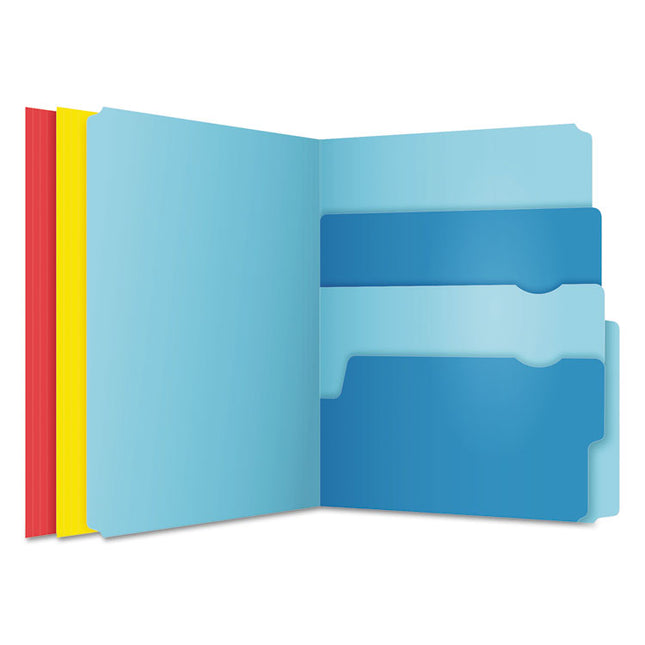 Divide It Up File Folder, 1/2-Cut Tabs: Assorted, Letter Size, 0.75" Expansion, Assorted Colors, 12/Pack