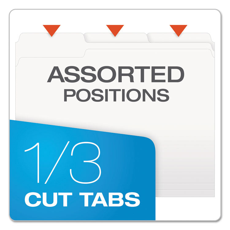 Colored File Folders, 1/3-Cut Tabs: Assorted, Letter Size, White, 100/Box