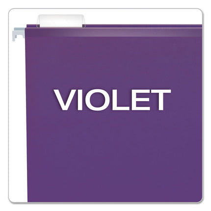 Colored Reinforced Hanging Folders, Legal Size, 1/5-Cut Tabs, Violet, 25/Box