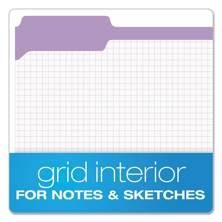 Double-Ply Reinforced Top Tab Colored File Folders, 1/3-Cut Tabs: Assorted, Letter Size, 0.75" Expansion, Lavender, 100/Box