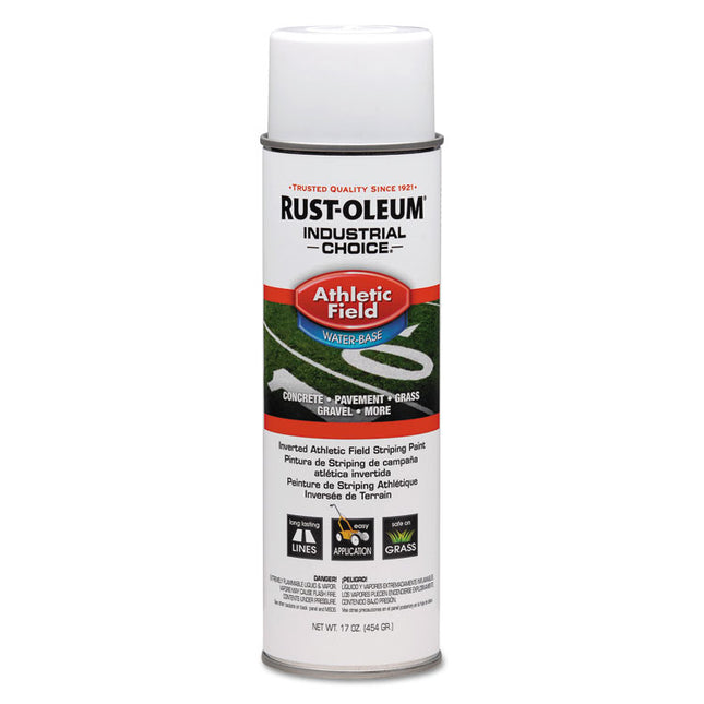 Industrial Choice Athletic Field Inverted Striping Paint, Flat Athletic Inverted White, 17 oz Aerosol Can, 12/Carton